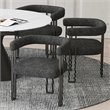 Pemberly Row Contemporary Boucle Fabric Dining Chair Set of 2 Charcoal Black