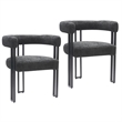 Pemberly Row Contemporary Boucle Fabric Dining Chair Set of 2 Charcoal Black