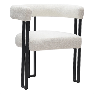 Pemberly Row Contemporary Boucle Fabric Dining Chair Set of 2 Ivory Black