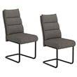 Pemberly Row Modern Fabric Metal Dining Chair Set of 2 Charcoal Black