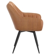 Pemberly Row Faux Leather Metal Swivel Dining Accent Chair Set of 2 Camel Black