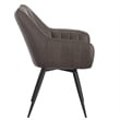 Pemberly Row Faux Leather Swivel Dining Accent Chair Set of 2 Charcoal Black