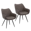 Pemberly Row Faux Leather Swivel Dining Accent Chair Set of 2 Charcoal Black