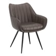 Pemberly Row Faux Leather Swivel Dining Accent Chair Set of 2 Charcoal Black