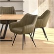 Pemberly Row Faux Leather Metal Swivel Dining Accent Chair Set of 2 Moss Black