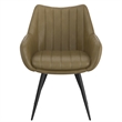 Pemberly Row Faux Leather Metal Swivel Dining Accent Chair Set of 2 Moss Black