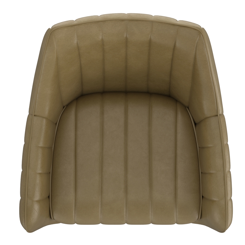 Pemberly Row Faux Leather Metal Swivel Dining Accent Chair Set of 2 Moss Black