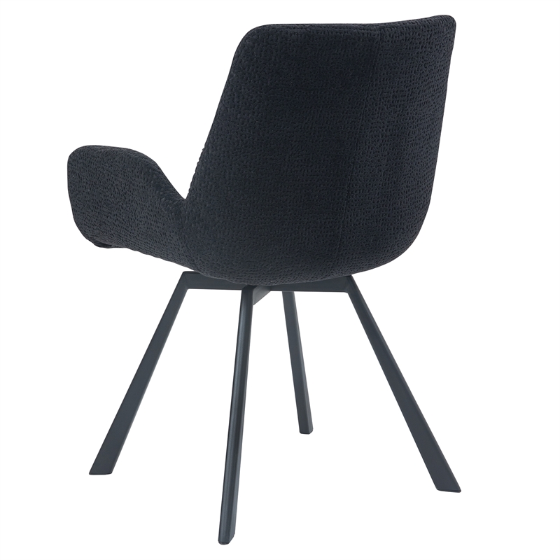 Pemberly Row Modern Fabric Metal Swivel Dining Chair Set of 2 Black Black