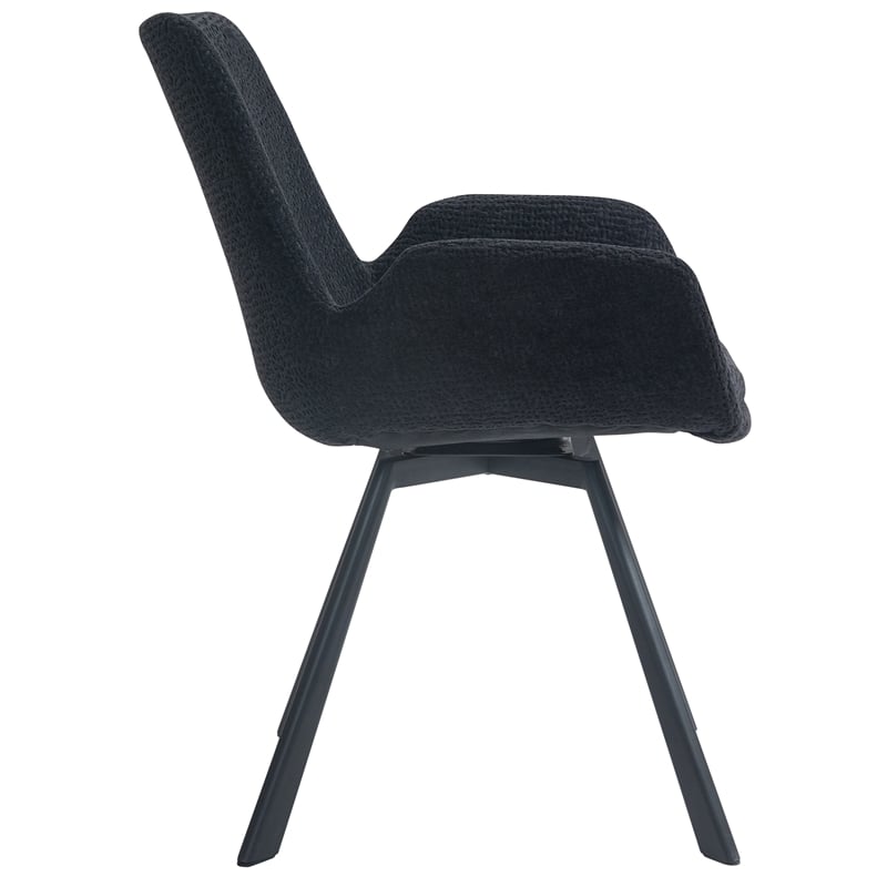 Pemberly Row Modern Fabric Metal Swivel Dining Chair Set of 2 Black Black