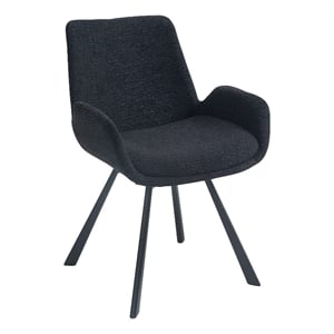 Pemberly Row Modern Fabric Metal Swivel Dining Chair Set of 2 Black Black