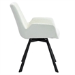 Pemberly Row Modern Fabric Metal Swivel Dining Chair Set of 2 Ivory Black