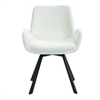 Pemberly Row Modern Fabric Metal Swivel Dining Chair Set of 2 Ivory Black