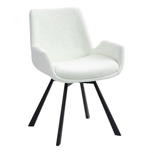 Pemberly Row Modern Fabric Metal Swivel Dining Chair Set of 2 Ivory Black