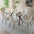 Pemberly Row Modern Fabric Metal Dining Chair Fabric Set of 2 Beige Black