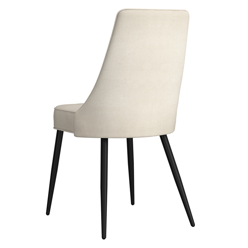 Pemberly Row Modern Fabric Metal Dining Chair Fabric Set of 2 Beige Black