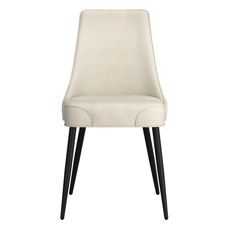 Pemberly Row Modern Fabric Metal Dining Chair Fabric Set of 2 Beige Black