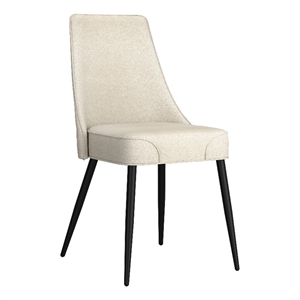 Pemberly Row Modern Fabric Metal Dining Chair Fabric Set of 2 Beige Black