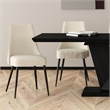 Pemberly Row Faux Leather Metal Dining Chair Faux Leather Set of 2 Beige Black