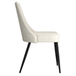 Pemberly Row Faux Leather Metal Dining Chair Faux Leather Set of 2 Beige Black