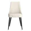 Pemberly Row Faux Leather Metal Dining Chair Faux Leather Set of 2 Beige Black