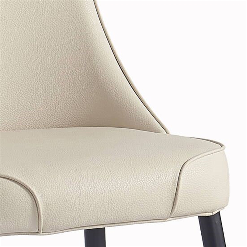Pemberly Row Faux Leather Metal Dining Chair Faux Leather Set of 2 Beige Black