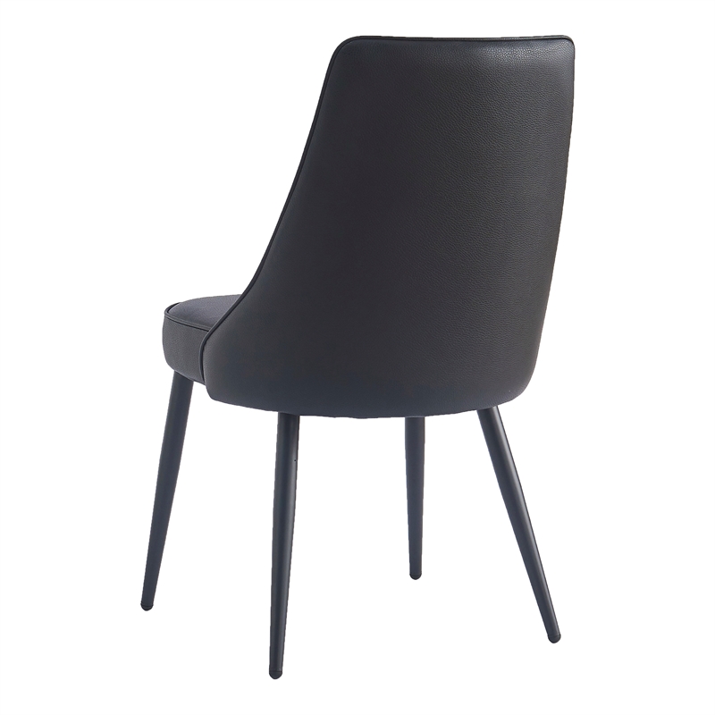 Pemberly Row Faux Leather Metal Dining Chair Faux Leather Set of 2 Black Black