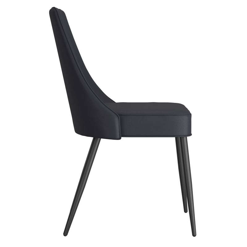Pemberly Row Faux Leather Metal Dining Chair Faux Leather Set of 2 Black Black