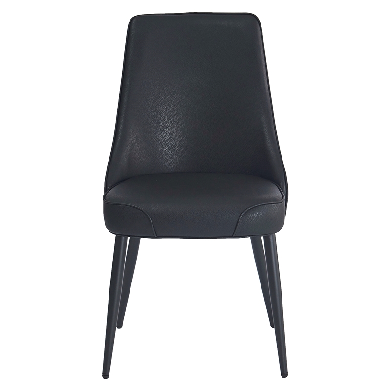 Pemberly Row Faux Leather Metal Dining Chair Faux Leather Set of 2 Black Black
