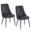 Pemberly Row Faux Leather Metal Dining Chair Faux Leather Set of 2 Black Black