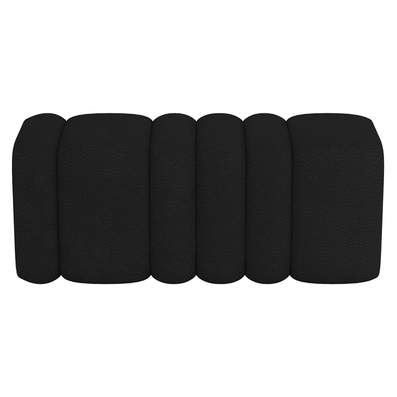 Pemberly Row Contemporary Boucle Fabric Large Ottoman Bench Black