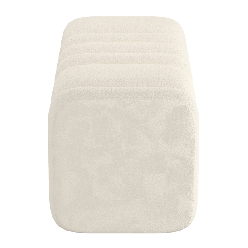 Pemberly Row Contemporary Boucle Fabric Large Ottoman Bench Ivory