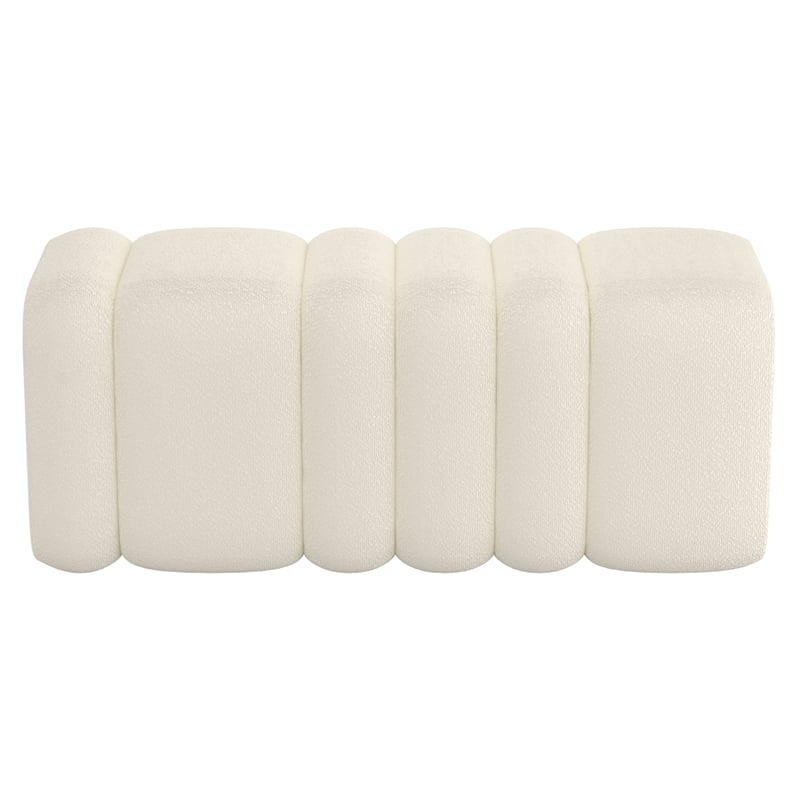 Pemberly Row Contemporary Boucle Fabric Large Ottoman Bench Ivory