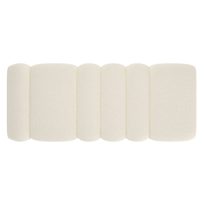 Pemberly Row Contemporary Boucle Fabric Large Ottoman Bench Ivory