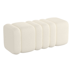 Pemberly Row Contemporary Boucle Fabric Large Ottoman Bench Ivory