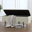 Pemberly Row Modern Fabric Metal Storage Ottoman Bench White Black