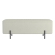 Pemberly Row Modern Fabric Metal Storage Ottoman Bench White Black