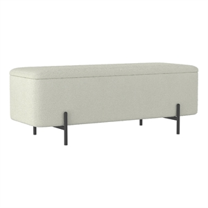 Pemberly Row Modern Fabric Metal Storage Ottoman Bench White Black