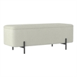 Pemberly Row Modern Fabric Metal Storage Ottoman Bench White Black