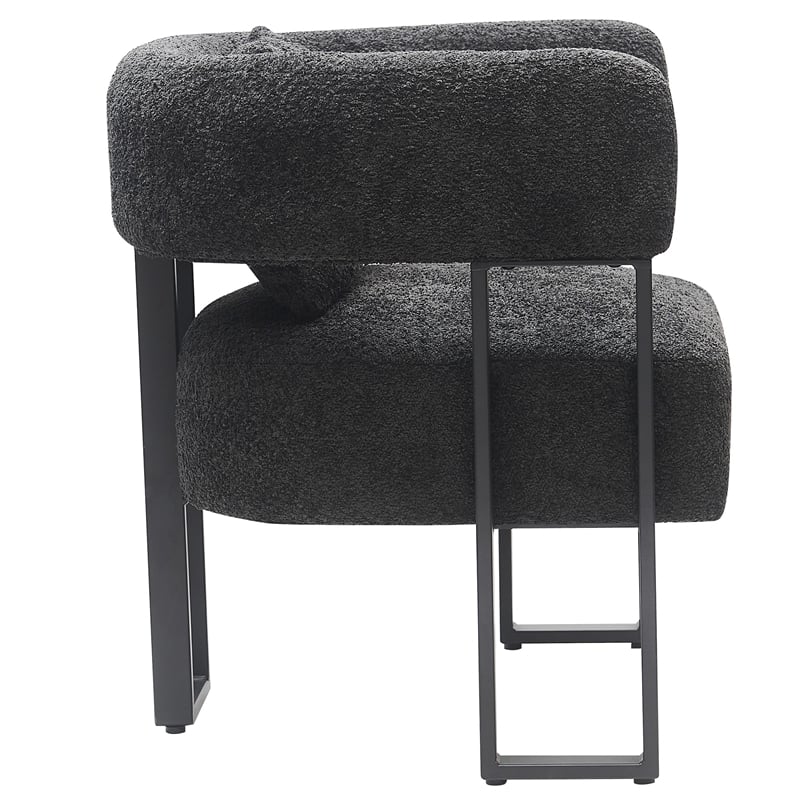 Pemberly Row Contemporary Boucle Fabric Accent Chair Charcoal Black