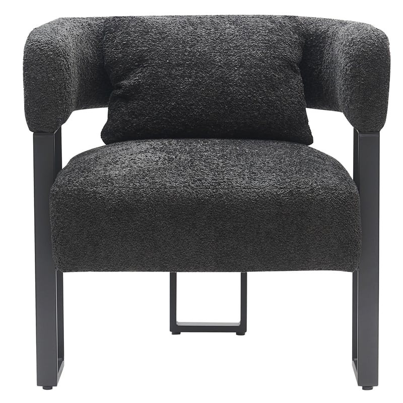 Pemberly Row Contemporary Boucle Fabric Accent Chair Charcoal Black