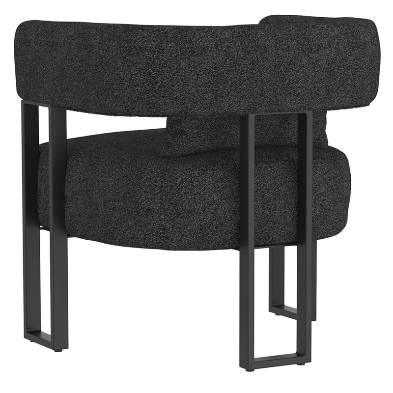 Pemberly Row Contemporary Boucle Fabric Accent Chair Charcoal Black