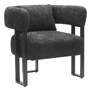Pemberly Row Contemporary Boucle Fabric Accent Chair Charcoal Black