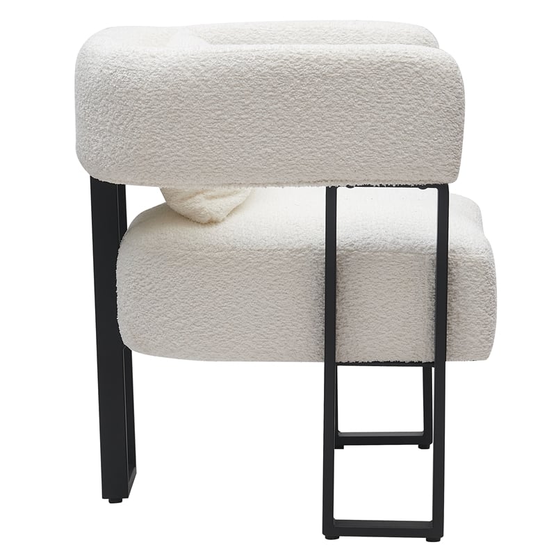 Pemberly Row Contemporary Boucle Fabric Accent Chair Ivory Black