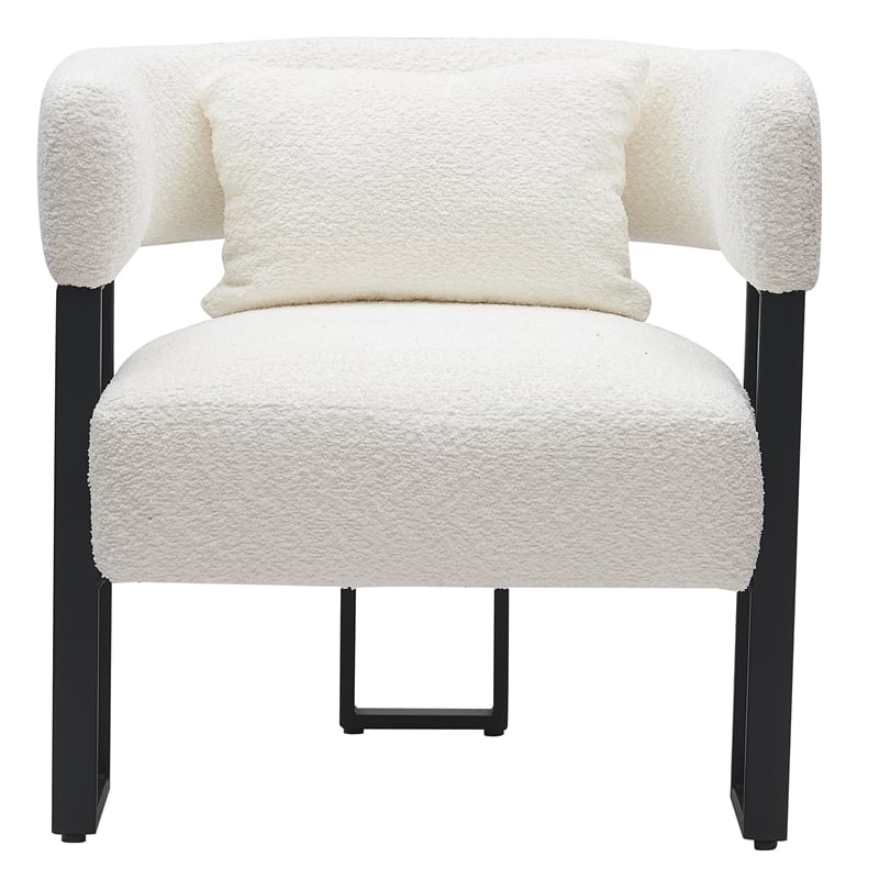 Pemberly Row Contemporary Boucle Fabric Accent Chair Ivory Black