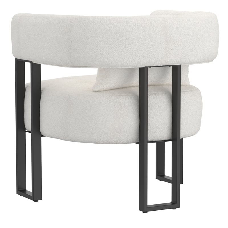 Pemberly Row Contemporary Boucle Fabric Accent Chair Ivory Black