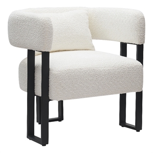 Pemberly Row Contemporary Boucle Fabric Accent Chair Ivory Black