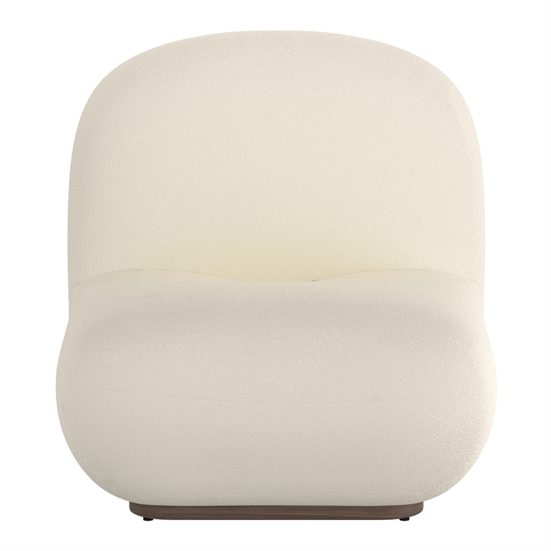 Pemberly Row Contemporary Boucle Fabric Accent Chair in Ivory