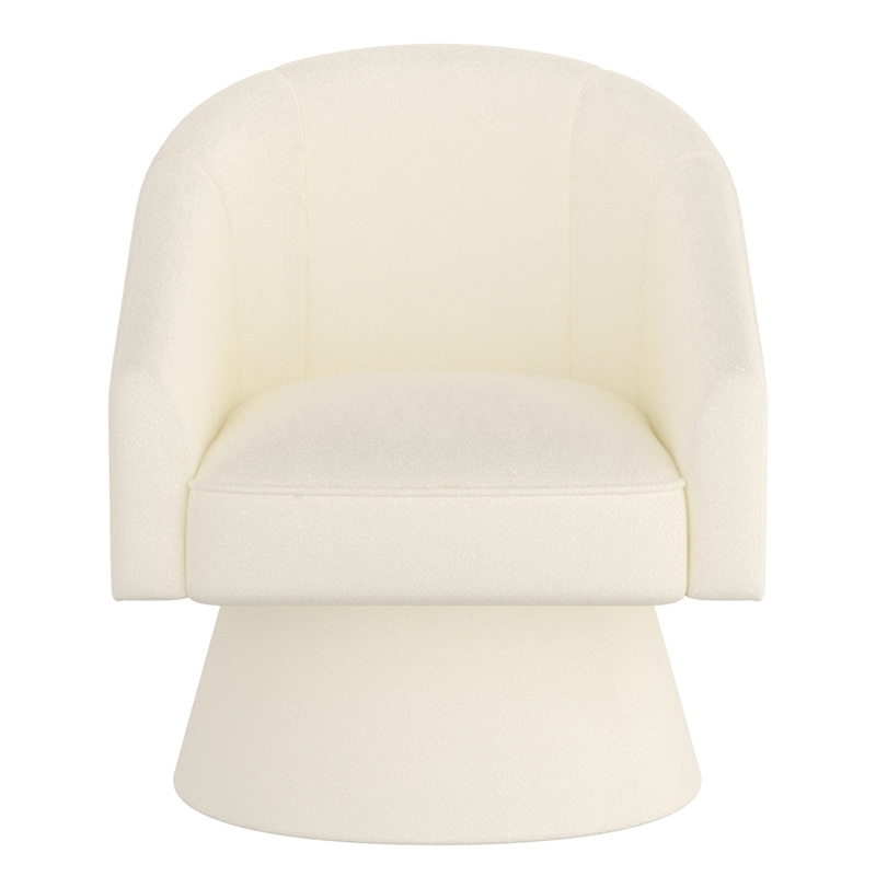 Pemberly Row Contemporary Boucle Fabric Accent Chair in Ivory