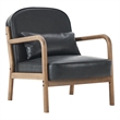 Pemberly Row Mid-Century Faux Leather Solid Wood Accent Chair Black Walnut