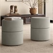 Pemberly Row Contemporary Boucle Fabric Round Ottoman in Gray